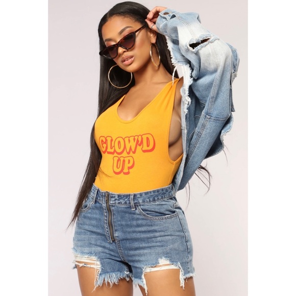 SoldFashion Nova Mustard ‘’Glow’d Up’ Bodysuit - Picture 2 of 9
